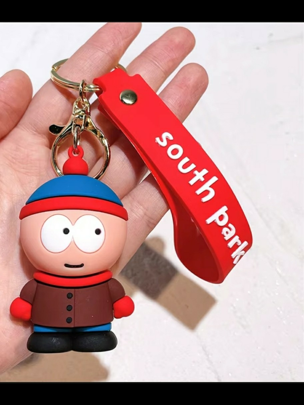 South Park Stan Red Strap Keychain - Kids Toys Cartoon Character 3D